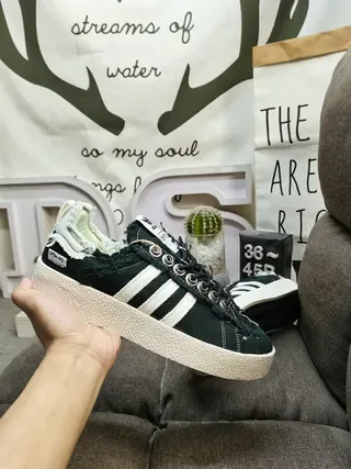 Adidas Army Green Black Distressed Frayed Textile Deconstructed Overlay Lifestyle Sneakers 15