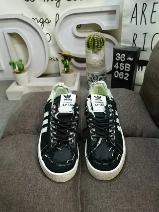 Adidas Army Green Black Distressed Frayed Textile Deconstructed Overlay Lifestyle Sneakers 20