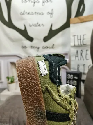 Adidas Army Green Black Distressed Frayed Textile Deconstructed Overlay Lifestyle Sneakers 23