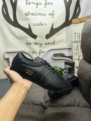 Adidas Beige Black Leather Upper Three-Stripe Side Panel Lifestyle Sneakers 6