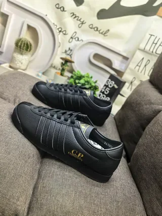 Adidas Beige Black Leather Upper Three-Stripe Side Panel Lifestyle Sneakers 7