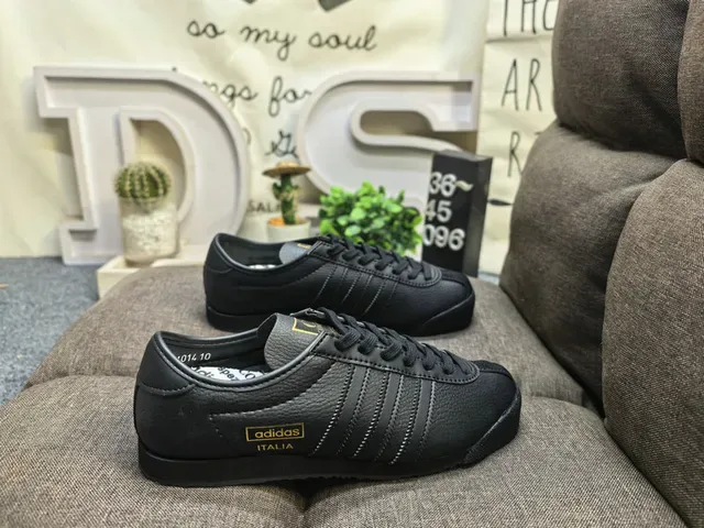 Adidas Beige Black Leather Upper Three-Stripe Side Panel Lifestyle Sneakers 11