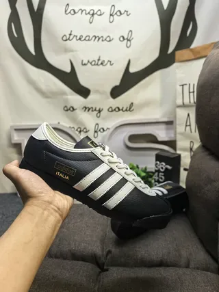 Adidas Beige Black Leather Upper Three-Stripe Side Panel Lifestyle Sneakers 16