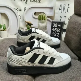 Adidas Beige Black Low-Top Suede-and-Leather Upper Lifestyle Sneakers
