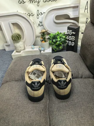Adidas Beige Black Shell-Toe Suede Upper Lifestyle Sneakers 8