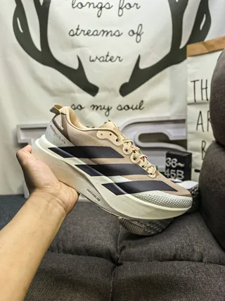 Adidas Beige Black Thick Sculpted Midsole Engineered Mesh Upper Lifestyle Sneakers 5