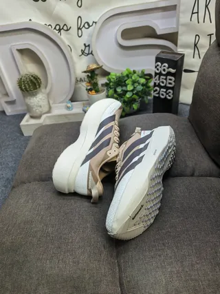 Adidas Beige Black Thick Sculpted Midsole Engineered Mesh Upper Lifestyle Sneakers 6