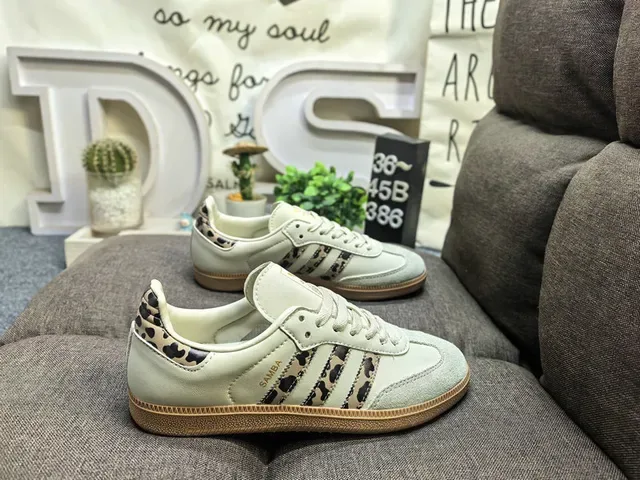 Adidas Beige Multicolor Low-Top Leopard-Print Accents Lifestyle Sneakers 1