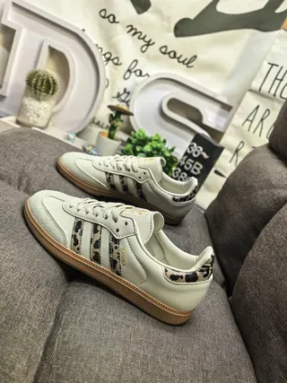 Adidas Beige Multicolor Low-Top Leopard-Print Accents Lifestyle Sneakers 7