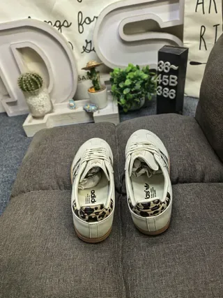 Adidas Beige Multicolor Low-Top Leopard-Print Accents Lifestyle Sneakers 8