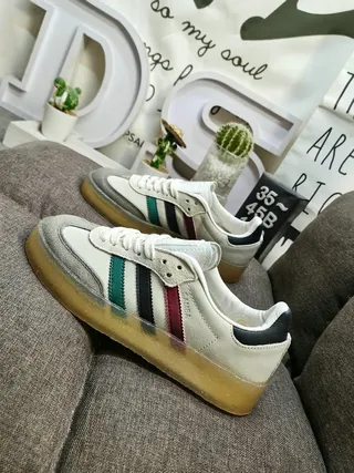 Adidas Beige Multicolor Suede Upper Three-Stripe Side Panel Lifestyle Sneakers 7
