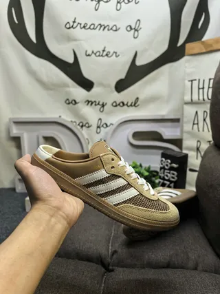 Adidas Beige White Lace-Up Mule Suede-Mesh Upper Lifestyle Sneakers 5