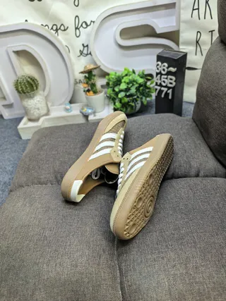 Adidas Beige White Lace-Up Mule Suede-Mesh Upper Lifestyle Sneakers 6