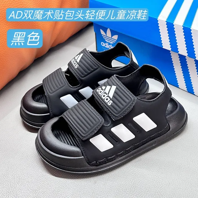 Adidas Sandales casual pour enfants noir et blanc à deux sangles Velcro 6