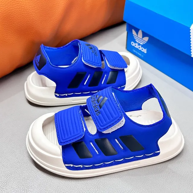 Adidas Sandales casual pour enfants noir et blanc à deux sangles Velcro 7
