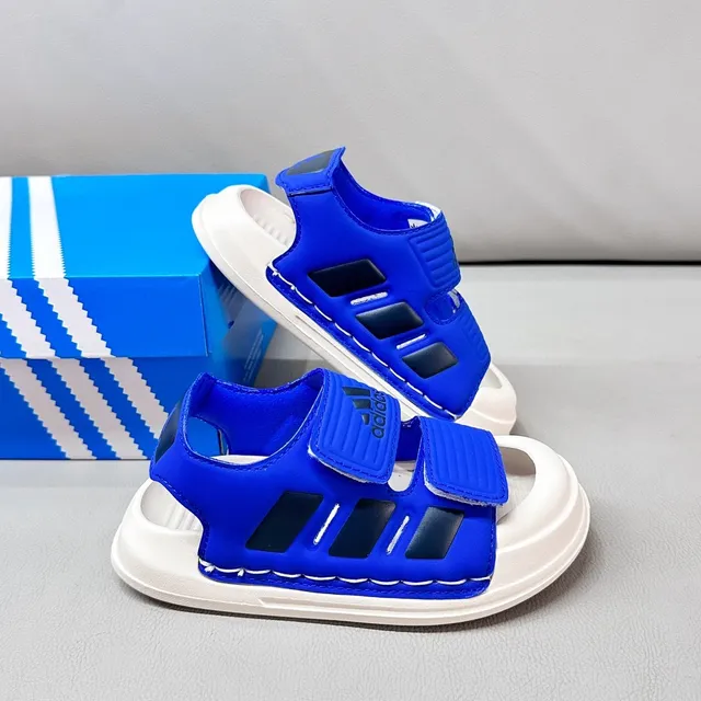 Adidas Sandales casual pour enfants noir et blanc à deux sangles Velcro 8
