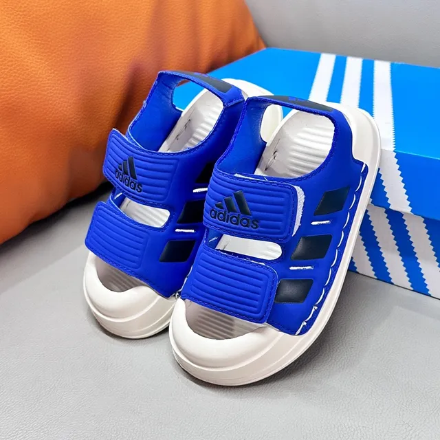 Adidas Sandales casual pour enfants noir et blanc à deux sangles Velcro 14