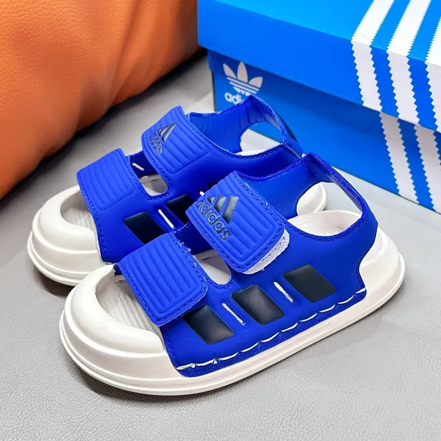 Adidas Sandales casual pour enfants noir et blanc à deux sangles Velcro 16