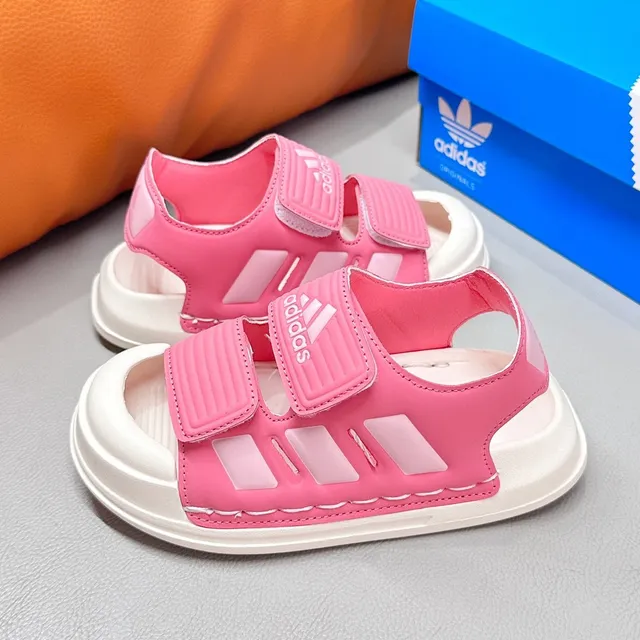 Adidas Sandales casual pour enfants noir et blanc à deux sangles Velcro 17