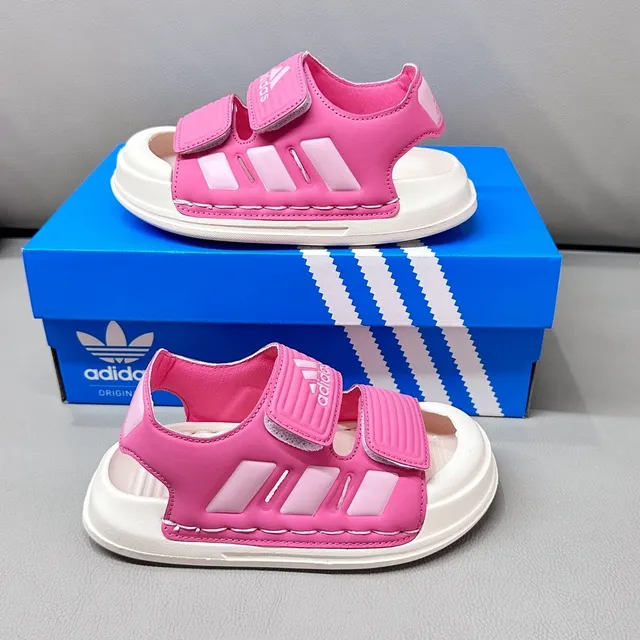 Adidas Sandales casual pour enfants noir et blanc à deux sangles Velcro 19