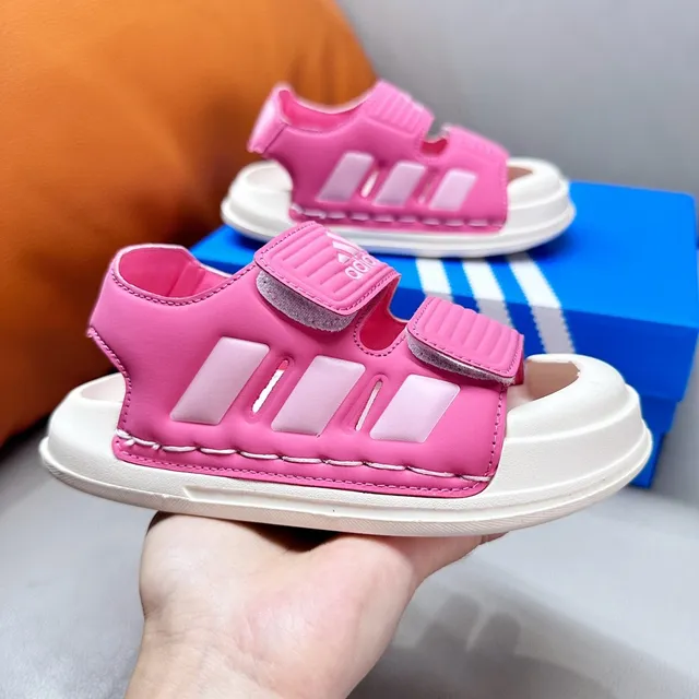 Adidas Sandales casual pour enfants noir et blanc à deux sangles Velcro 21