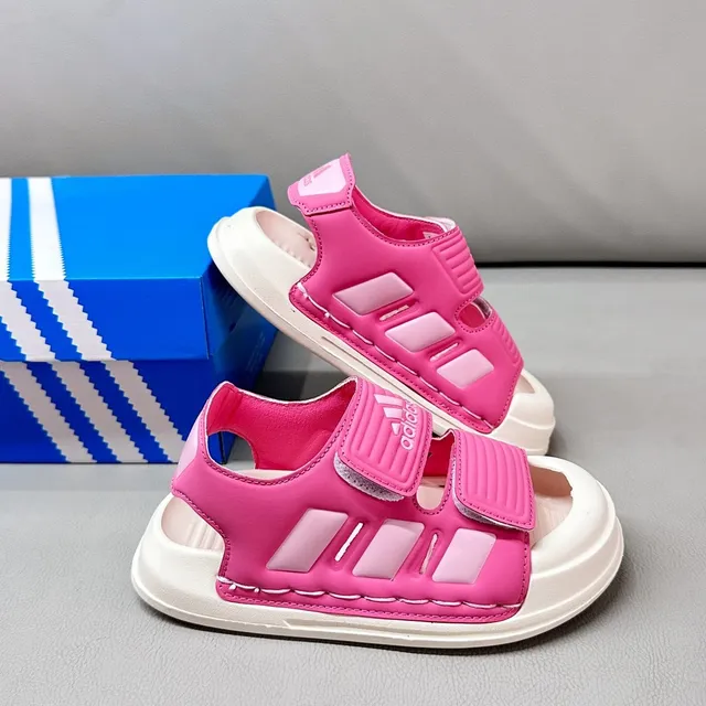 Adidas Sandales casual pour enfants noir et blanc à deux sangles Velcro 23