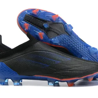 Adidas Black Blue Sock-Fit Collar Translucent Cage Firm-Ground Soccer Shoes
