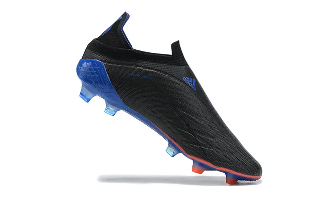 Adidas Black Blue Sock-Fit Collar Translucent Cage Firm-Ground Soccer Shoes 3