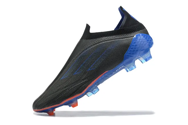 Adidas Black Blue Sock-Fit Collar Translucent Cage Firm-Ground Soccer Shoes 4