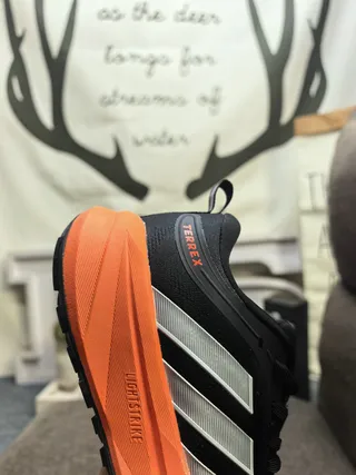 Adidas Black Orange Mesh Upper Three-Stripe Side Panel Running Shoes 23