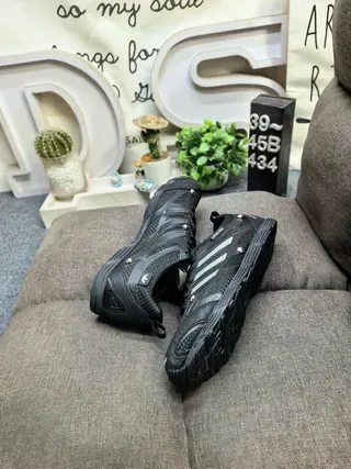 Adidas Black Silver Mesh Upper Metallic Stripes Lifestyle Sneakers 6