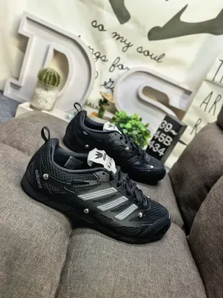 Adidas Black Silver Mesh Upper Metallic Stripes Lifestyle Sneakers 9