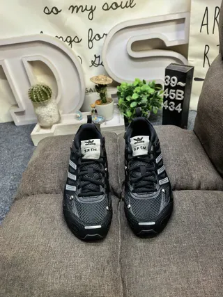 Adidas Black Silver Mesh Upper Metallic Stripes Lifestyle Sneakers 10