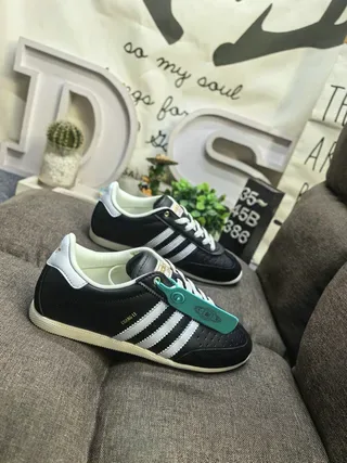 Adidas Black White Leather Upper Three-Stripe Side Panel Lifestyle Sneakers 9