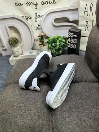 Adidas Black White Slip-On Elastic Cross-Strap Lifestyle Sneakers 6