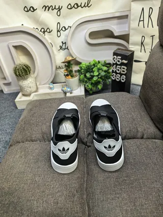Adidas Black White Slip-On Elastic Cross-Strap Lifestyle Sneakers 8