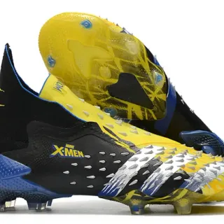 Adidas काले और पीले रंग के स्पाइक फोरफुट ओवरले सॉक-फिट कॉलर फर्म-ग्राउंड सोकर जूते