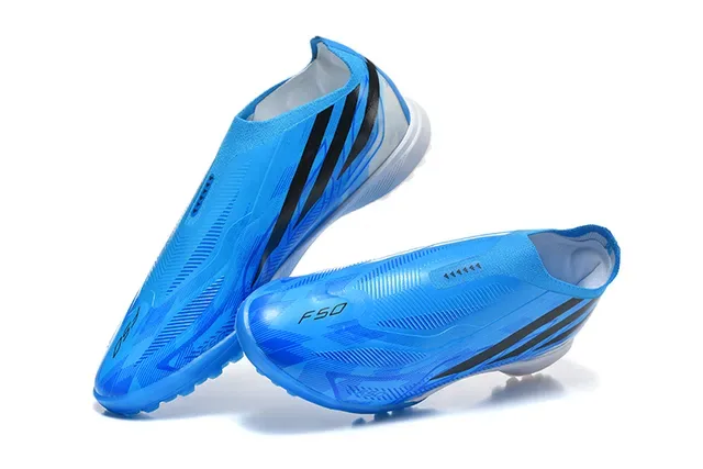 Adidas Bleu Noir Basse Upper Synthétique Asymétrique Lacing Cage Turf Chaussures de Football 2