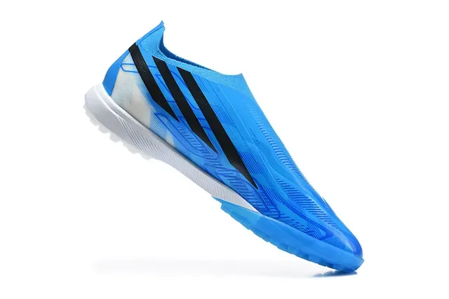 Adidas Bleu Noir Basse Upper Synthétique Asymétrique Lacing Cage Turf Chaussures de Football 3