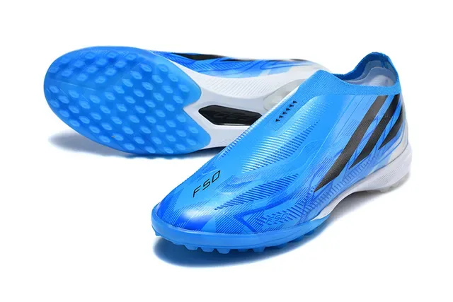 Adidas Bleu Noir Basse Upper Synthétique Asymétrique Lacing Cage Turf Chaussures de Football 6