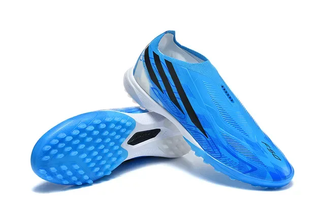 Adidas Bleu Noir Basse Upper Synthétique Asymétrique Lacing Cage Turf Chaussures de Football 7