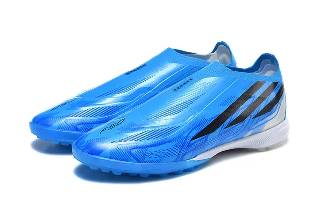 Adidas Bleu Noir Basse Upper Synthétique Asymétrique Lacing Cage Turf Chaussures de Football 8