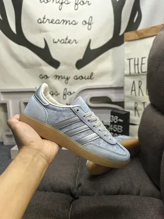 Adidas Blue Gray Suede Upper Three-Stripe Side Panel Lifestyle Sneakers 5