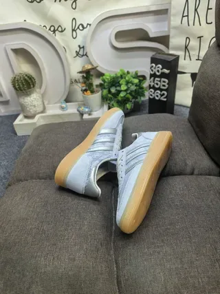 Adidas Blue Gray Suede Upper Three-Stripe Side Panel Lifestyle Sneakers 6