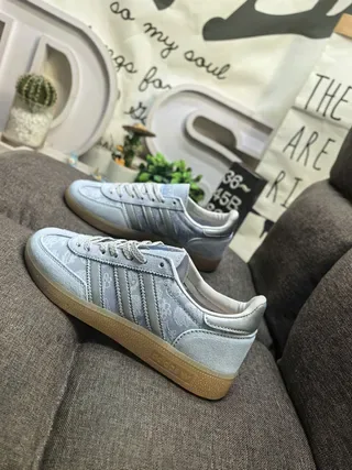 Adidas Blue Gray Suede Upper Three-Stripe Side Panel Lifestyle Sneakers 7