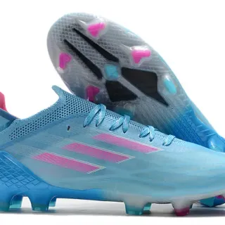 Adidas Blue Pink Translucent Knit Upper Asymmetrical Lacing Firm-Ground Soccer Shoes