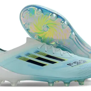Adidas Blue Transparent Knit Upper Asymmetrical Lacing Firm-Ground Soccer Shoes