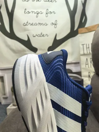 Adidas Blue White Knit Upper Three-Stripe Side Panel Lifestyle Sneakers 3