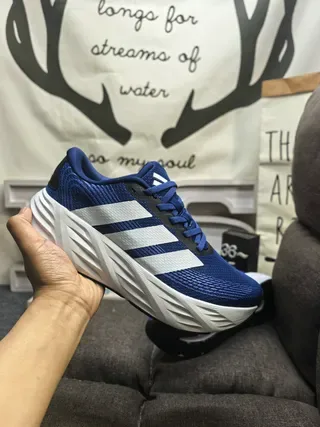 Adidas Blue White Knit Upper Three-Stripe Side Panel Lifestyle Sneakers 5