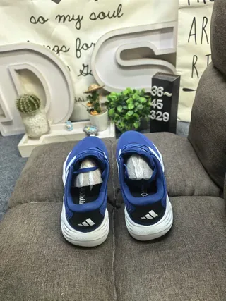 Adidas Blue White Knit Upper Three-Stripe Side Panel Lifestyle Sneakers 8